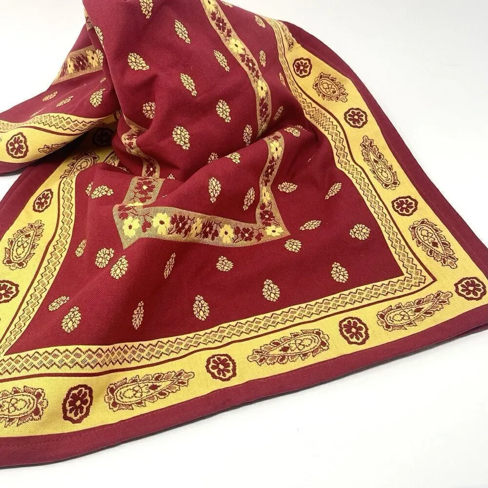 Les Tissages Du Soleil Table Runner 16” X 40” Red Yellow Cotton France Provence